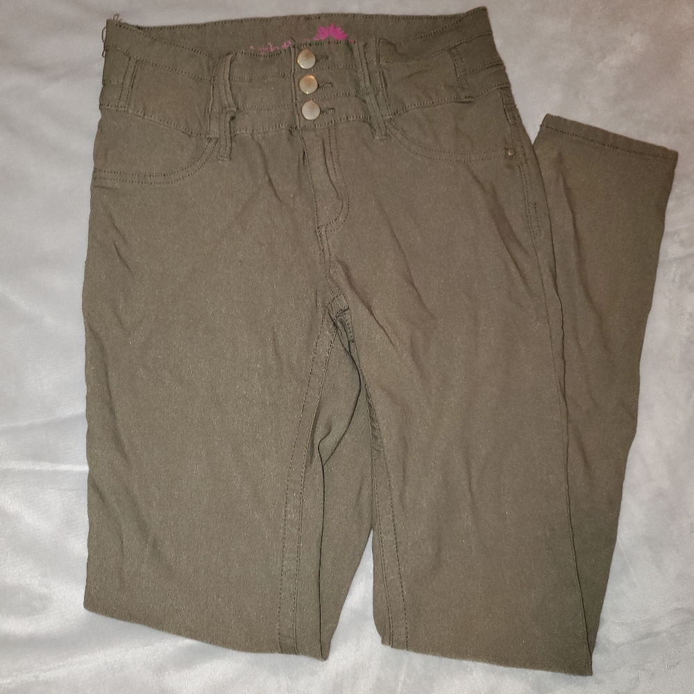 Olive green stretch jeans